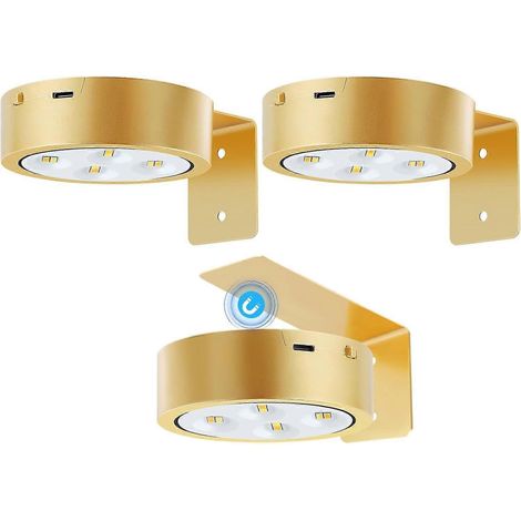 Lot de 3 lampes à piles, sans fil, rechargeables, avec télécommande et intensité variable. (1/5)