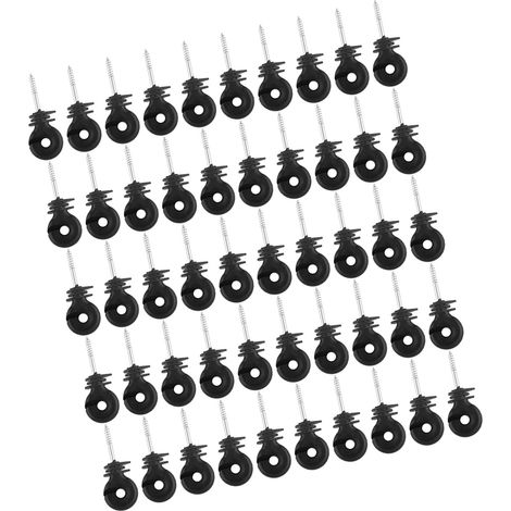 Lot de 50 isolateurs annulaires noirs à visser pour poteaux de clôture électrique en bois (1/5)