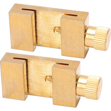 Lot de 2 butées de rainureur en laiton anti-usure pour règle acier et métre, butée de repérage pour tracé précis (1/5)