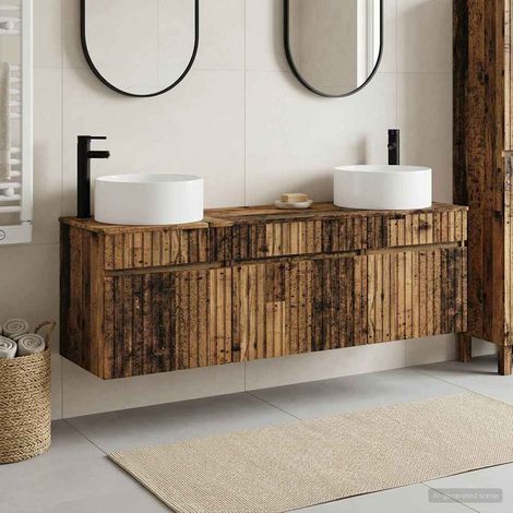 vidaXL Bathroom Cabinet Set 3 pcs Old Wood 49 x 44.5 x 65.5 cm (1/5)