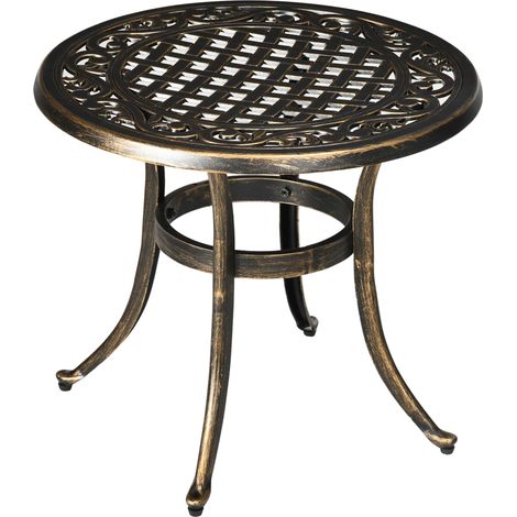 Mesa auxiliar de exterior, aluminio, bronce, Ø60 x 52,5 cm