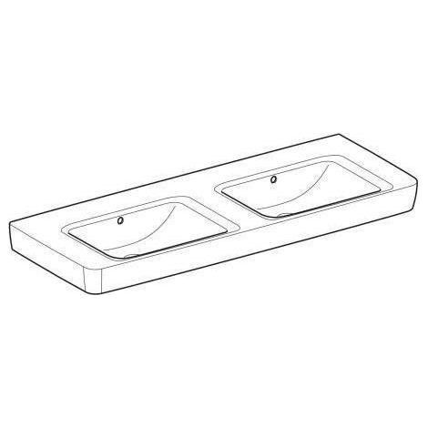 Geberit Renova Plan, Doppelwaschtisch, 130x48 cm, ohne Hahnloch, (1/5)