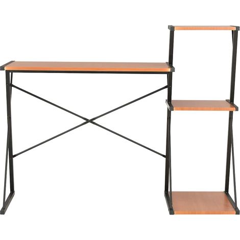 Maison Exclusive - Scrivania con Ripiano Nera e Marrone 116x50x93 cm (1/5)