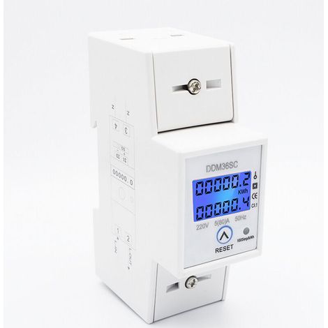 (5-80A)Compteur Electrique Consommation,Wattmetre Rétroéclairage LCD Numérique Compteur D'énergie Monophasé Wattmètre Montage Sur Rail Moniteurs De Puissance (1/4)