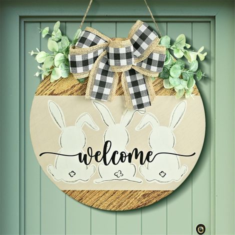 Guirlande De Pâques - Couronne Décorative Pour Porte Intérieure Et Extérieure - Motif Festif Lapin Œufs - 30 Cm - 1 Pièce (1/5)