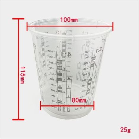 Packung mit 20 Einweg-Messbechern aus Kunststoff, 680 ml Fassungsvermögen, mit Skala (1/5)