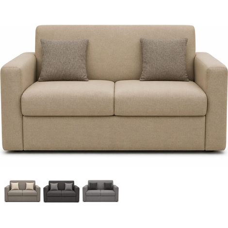 Divano a 2 posti in tessuto con 2 cuscini sfoderabili decorativi a contrasto - Misura 125x65x85 cm - Design elegante con struttura robusta in legno MD