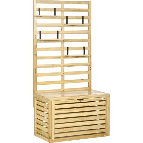 Cassapanca da Giardino 80x45x160 cm con Traliccio e 4 Ripiani con Chiusura Magnetica in Legno (1/5)