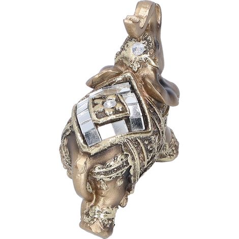 Statuette Éléphant Feng Shui en Résine, Décoration Bureau Artisanat Or Doré 7x3.5x7cm (1/5)