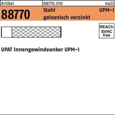 Ancrage filetage intérieur R 88770 UPM-I 12 acier galv. 10 pièces UPAT (1/2)