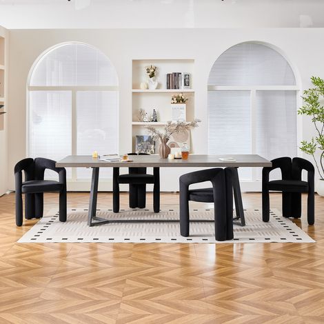 Juego de 2 sillas de comedor de terciopelo negro con reposabrazos – MEUBLIV (1/5)