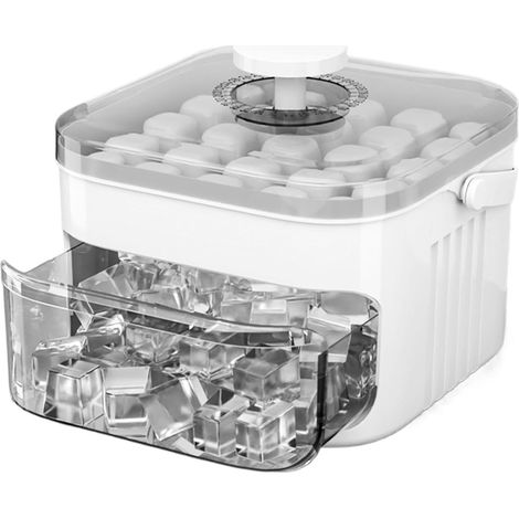 Machine À Glaçons Avec Couvercle Et Boîte De Rangement, 50 Glaçons, Bac À Glaçon Avec Poignée, Moule À Glace À Dégagement Facile, Pour Boissons, Cocktails, Café, Jus De Fruits, Yaourt, Limonade (1/5)