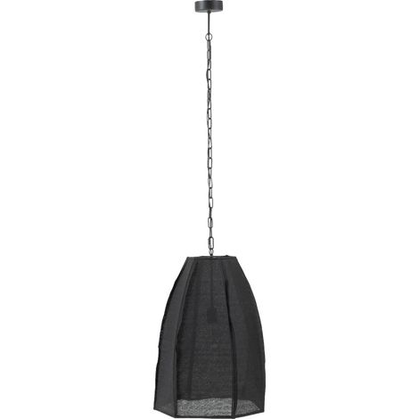 Supension 1 lampe 49x42x173 cm en lin noir et métal (1/2)