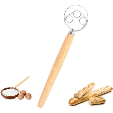 Danish whisk, 33 cm, dough whisk – Dutch whisk – egg whisk – dough whisk – whisk with wooden handle – mixer – 304 stainless steel wire for making dough