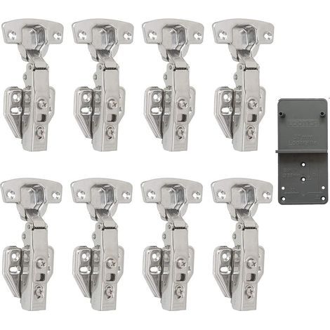 Charnières à fermeture amortie 110° – Acier nickelé – Ø 35 mm – Épaisseur de porte 16-20 mm – Lot de 8 pièces pour armoires (1/5)