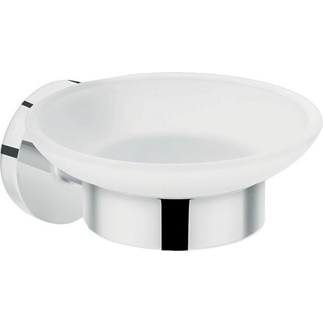 Jabonera Logis UNIVERSAL de hansgrohe, cromo/vidrio mate,