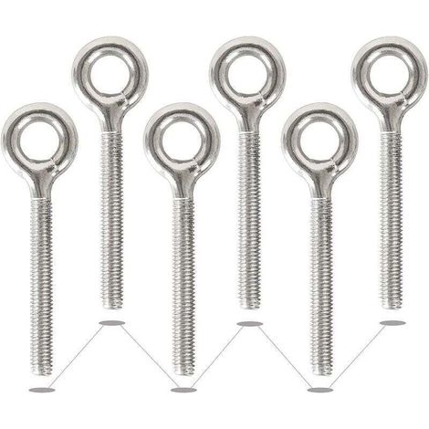6 Pack M10 304 Anneaux en Acier Inoxydable Soudés Fermés Boulons à Oeil de Tige Filetée Résistant à La Corrosion-Vis à œil