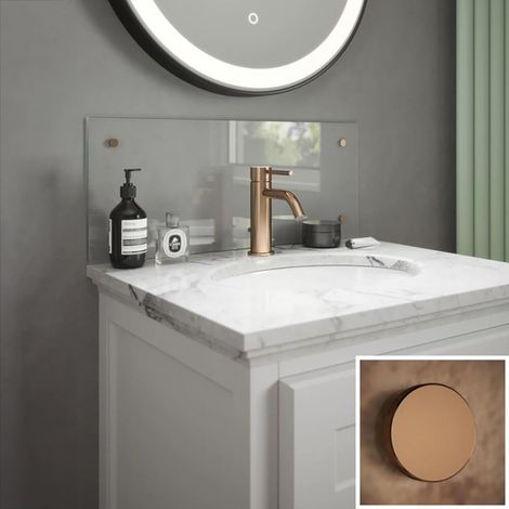 Splashback Clear Glass Bathroom Backsplash Copper Cap 250mmx600mmx4mm