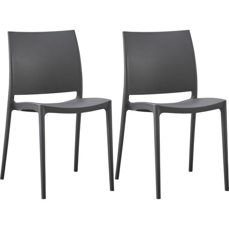 Lot de 2 chaises de jardin Meton Gris foncé