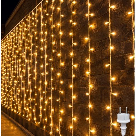Tenda Luminosa Cascata Lineare 300 Maxi LED Reflex 3x1 Metri Luce Calda Total Flash IP44 Collegabile 60 Metri Cavo Gommato Bianco (1/5)