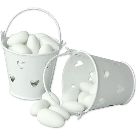 10 Mini Geschenkboxen transparent aus Karton, für Mandel Süßigkeiten Taufe Hochzeit, Spitzen-Deko (1/4)