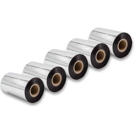 vhbw 5x Thermal Ribbon compatible with Valentin CV6800 Label Printer, 110 mm x 300 m, Wax-Plus, Black