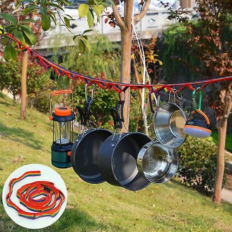Corde de camping multifonctionnelle 187 x 2 cm, corde colorée arc-en-ciel pour tente, tasse, lampe suspendue, suspendre vêtements d'extérieur, corde à tisser (1/5)