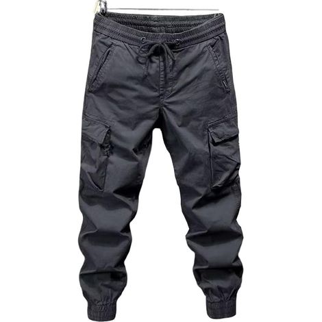 Men's casual work trousers with drawstring pocket and moderate elasticity, suitable for spring, summer, autumn, and winter. (1/5)