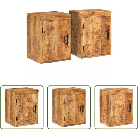 Holz Nachttisch - Nachttisch 2 pcs Braun 35 x 33 x 48 cm Massivholz Mango (1/5)
