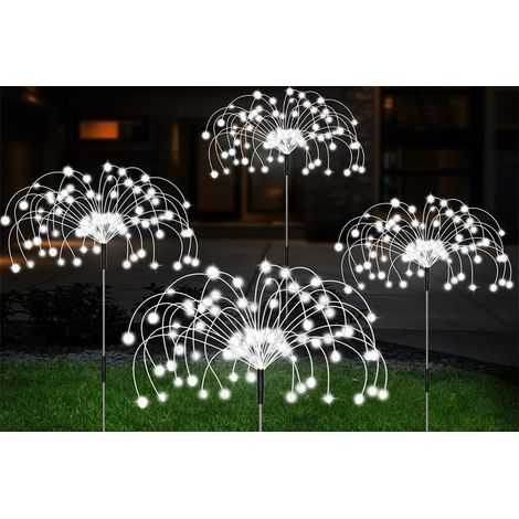 Guirlande lumineuse solaire étanche 4-en-1 pour jardin, effet feu d'artifice, avec télécommande, 8 modes d'éclairage, 120 LED, lumière blanche, idéale pour Noël. (1/5)