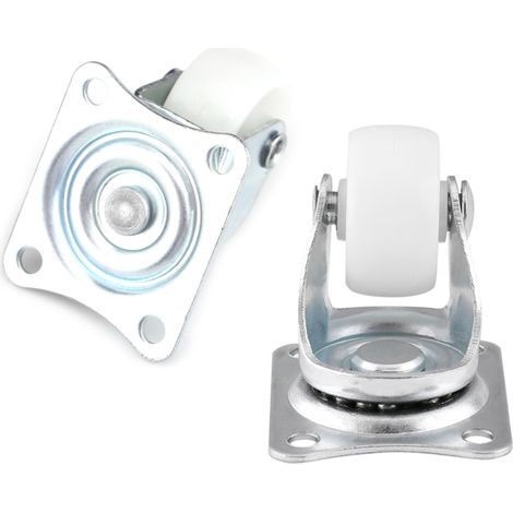 4 roulettes pivotantes universelles 1" blanches pour meubles, chariot ou fauteuil roulant