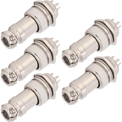 Lot de 5 connecteurs aviation mâles et femelles pour panneau d'alimentation, châssis, fixations métalliques GX16 16 mm 450 V 6 broches