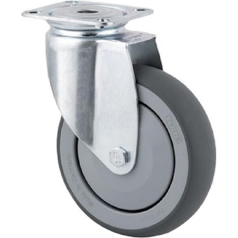 Rueda industrial giratoria en goma: di谩metro75 x 25 mm placa soporte: 60 x 60 mm. Capacidad: 75 kg Tente TENTE 2470PJP075P40 (1/4)