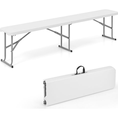 Panchina da giardino per esterni 182 x 27,5 x 43 cm, panca pieghevole in HDPE a 3 posti, portata 300 kg, struttura in metallo, cuscinetti antiscivolo (1/5)