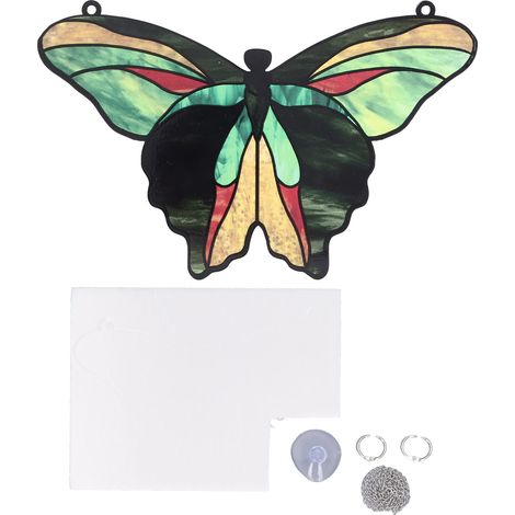 Vitrail décoratif double face coloré pour fenêtre, avec chaîne fine de 50 cm et ventouse TYU175 (1/5)