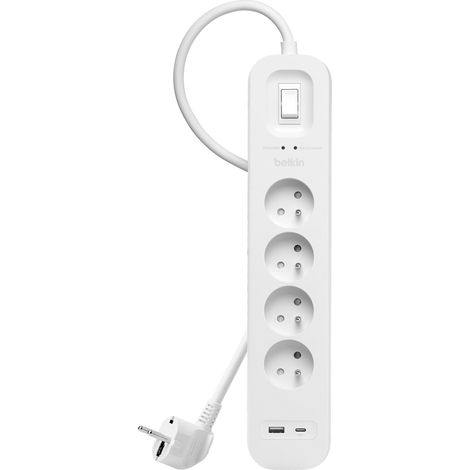DEBFLEX - BLOC PARAFOUDRE 4 PRISES + USB TYPE A & C