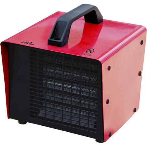 industrieller ptc pappel keramik thermo lüfter 3000w rot 3leistig thermost.reg.sec.thermostat griff 26x23,5x23,5 cm