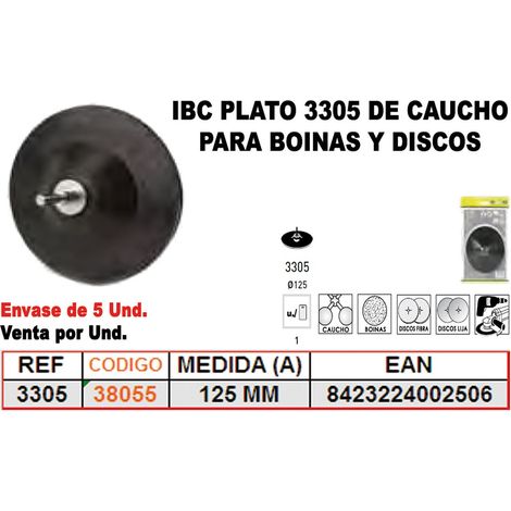 IBC 3-305 Plat en Caoutchouc 125mm pour Bonnettes et Disques