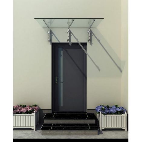 BuyLando Shop - VDB 180x90 L - Auvent en verre - Verre de sécurité feuilleté - incl.3 Support