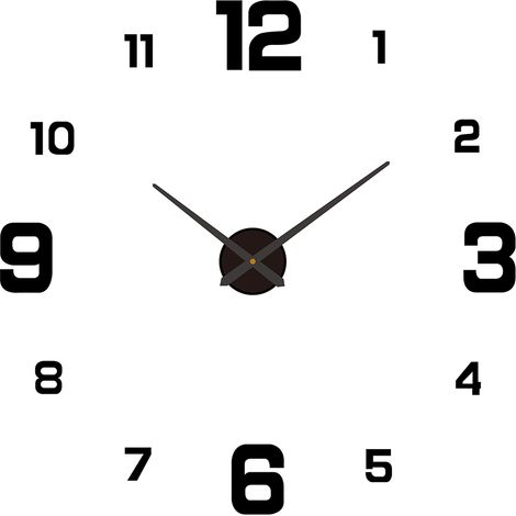 Horloge Murale DIY Acrylique 3D Sans Cadre Silencieuse Lumineuse Noire 80-130cm Autocollants Numéros Salon Bureau Chambre Déco Moderne (1/3)