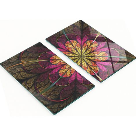 Küchenschneidebretter aus Glas mit fraktalem Blumenmuster, 2 x 30 x 52 cm (1/5)