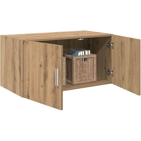 Étagère Murale en Chêne Massif avec Rangement, Meuble Suspendu Artisanal 80 x 42,5 x 40 cm pour Salon et Cuisine (1/5)