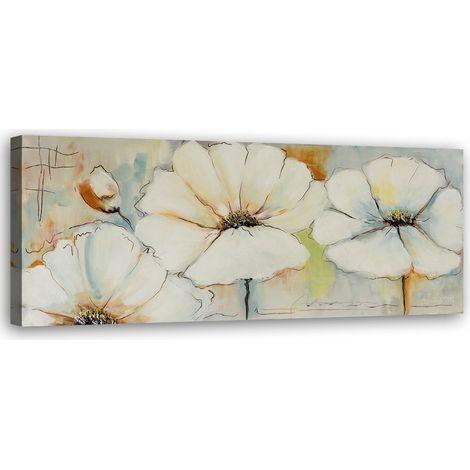 Stampa su tela, Tre fiori e un bocciolo - 90x30 (1/4)