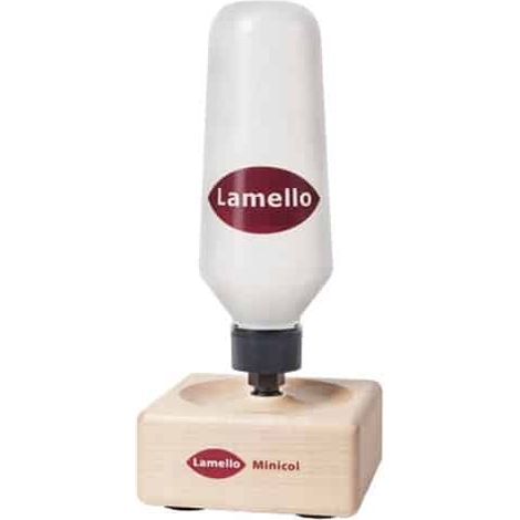 Lamello – Pistolet à colle MINICOL avec buse métal – Distribution latérale pour rainures de 4mm – Application précise et stable
