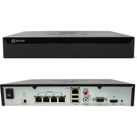 EZVIZ CS-X5S-4P 4-Kanal H.265 PoE NVR-Recorder mit 4 PoE-HDMI-VGA-Anschlüssen, unterstützt Festplatten bis zu 8 TB (1/5)