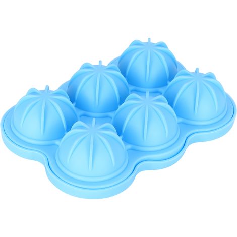 Wiederverwendbare kugelförmige Silikon-Eiswürfelform, 6 Mulden, himmelblau, für Bar, Küche und Zuhause. (1/5)