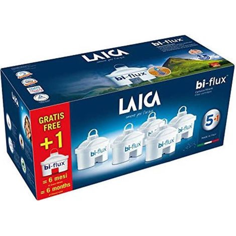 LAICA filtros biflux 5&431 , Caja 6 filtros 5&431Este paquete contiene seis cartuchos de filtro compatibles con jarras de otras marcasEl filtro UNIVERSAL LAICA reduce la dureza