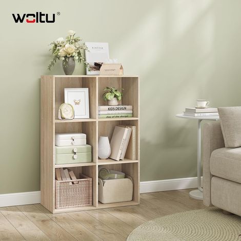 WOLTU Estantería para Libros Estantería de Exposición Estantería de Pared con MDF Estante para Oficina Gabinete para Archivos 6 Compartimentos 59.6X29X89cm