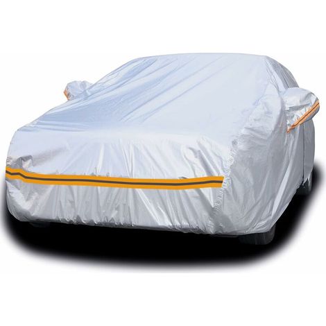 All-Weather Waterproof Car Cover, 6 Layers Outdoor Car Covers for Automobiles, Full Protection Against Rain, Wind, Hail with Cotton Zipper, Universal P