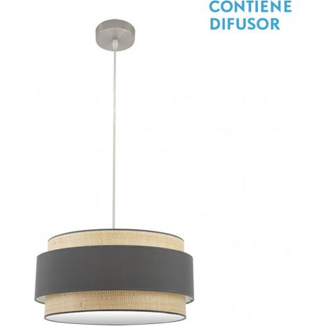 Hängeleuchte Modell Kandy 2xE27 Natur/Grau Dimmbar FABRILAMP